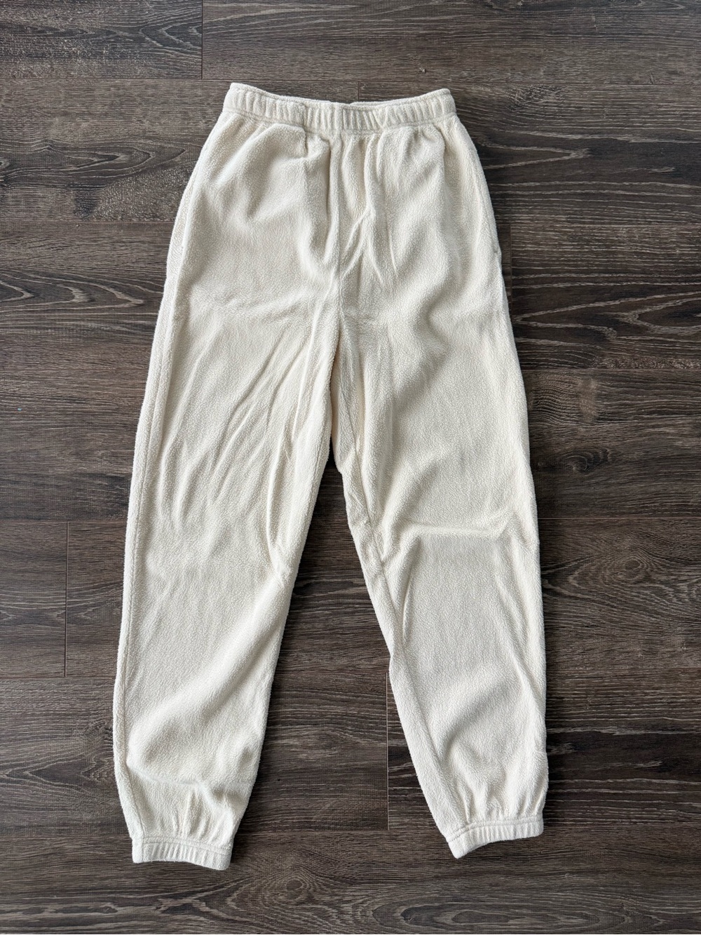 American Eagle Outfitters Cream Fleece Jogger Track Pants